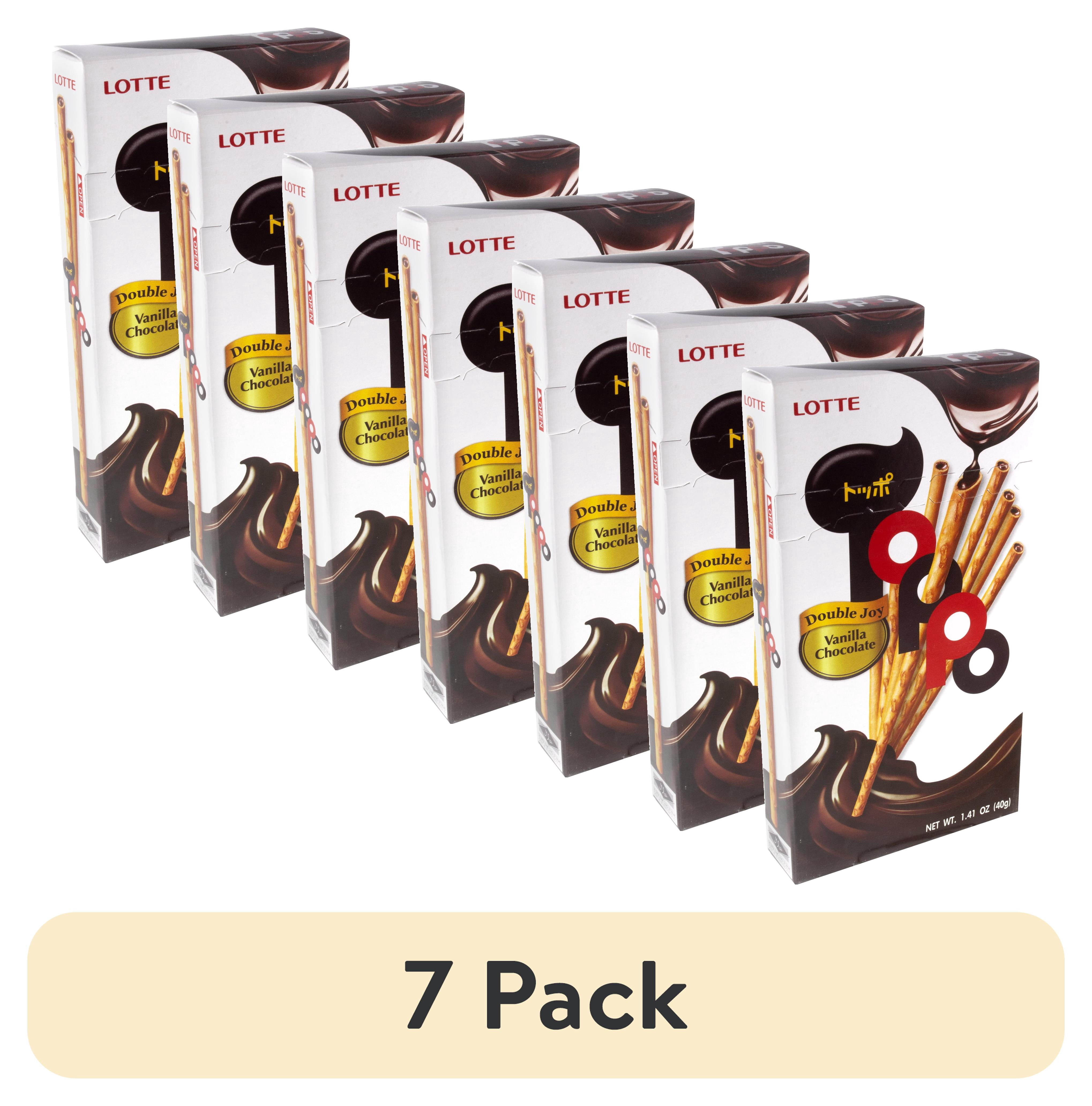 (7 pack) Lotte Toppo Vanilla Chocolate Pretzel Snacks, 1.41 oz Each, Pack of 20
