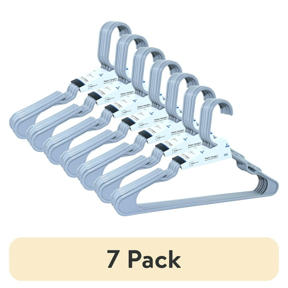 (7 pack) Mainstays Plastic Clothes Hangers, Gray, 6-Count, Lightweight & Durable for Everyday Use