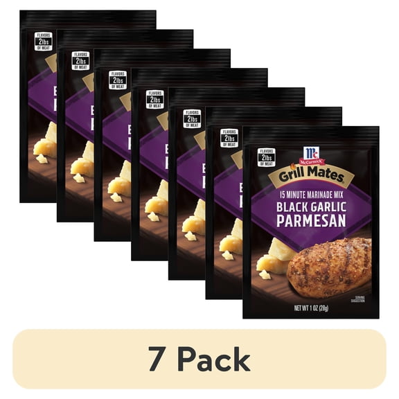 (7 pack) McCormick GRILL MATES Black Garlic Parmesan Marinade Mix, 1.0 oz Packet