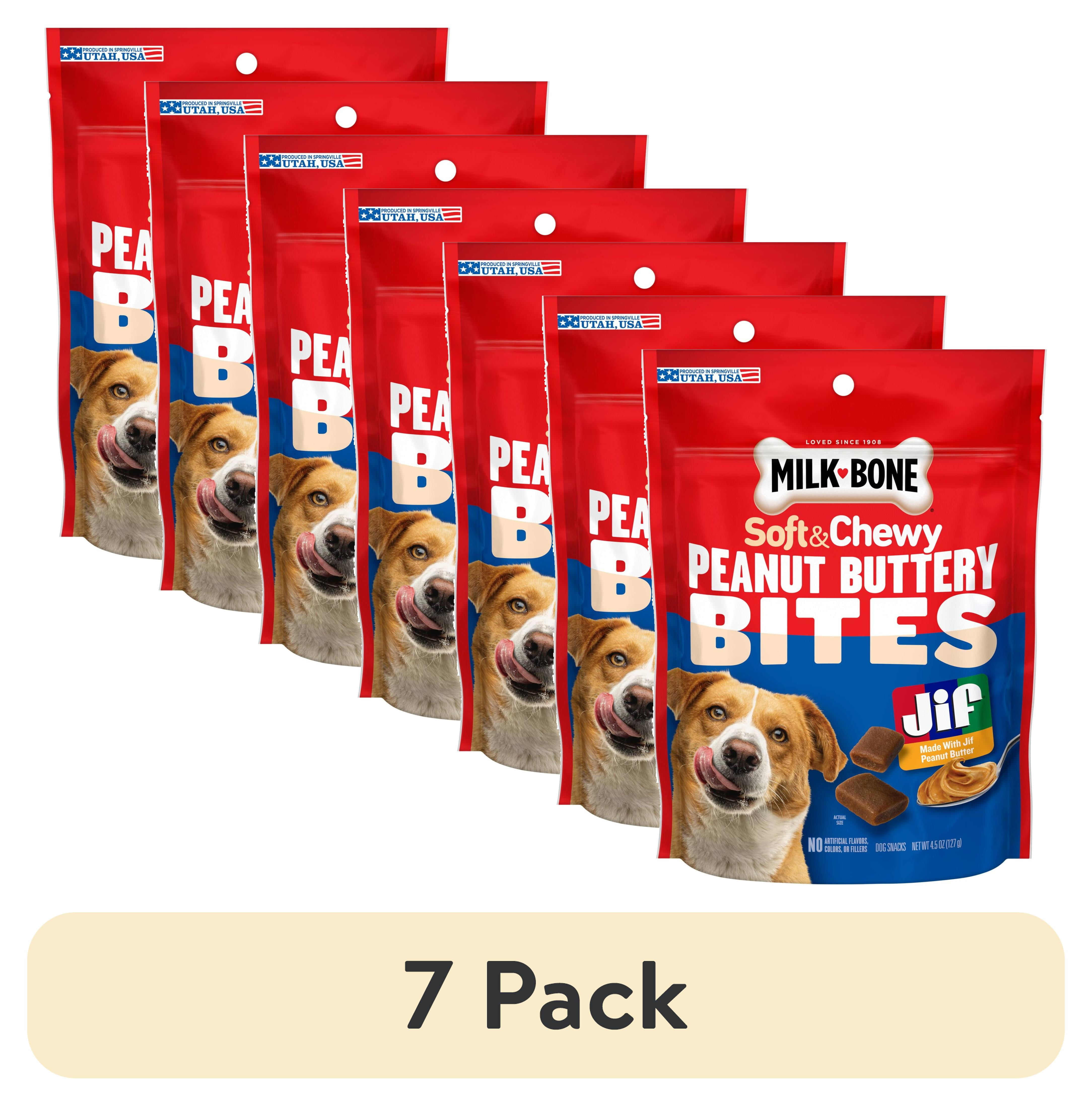 (7 pack) Milk Bone Peanut Buttery Bites, Soft Dog Treats With Jif Peanut Butter, 4.5 oz Bag