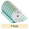 thumbnail image 1 of (7 pack) Offray Ribbon, Aqua Blue 7/8 inch Grosgrain Glitter Polyester Ribbon, 9 feet, 1 of 6