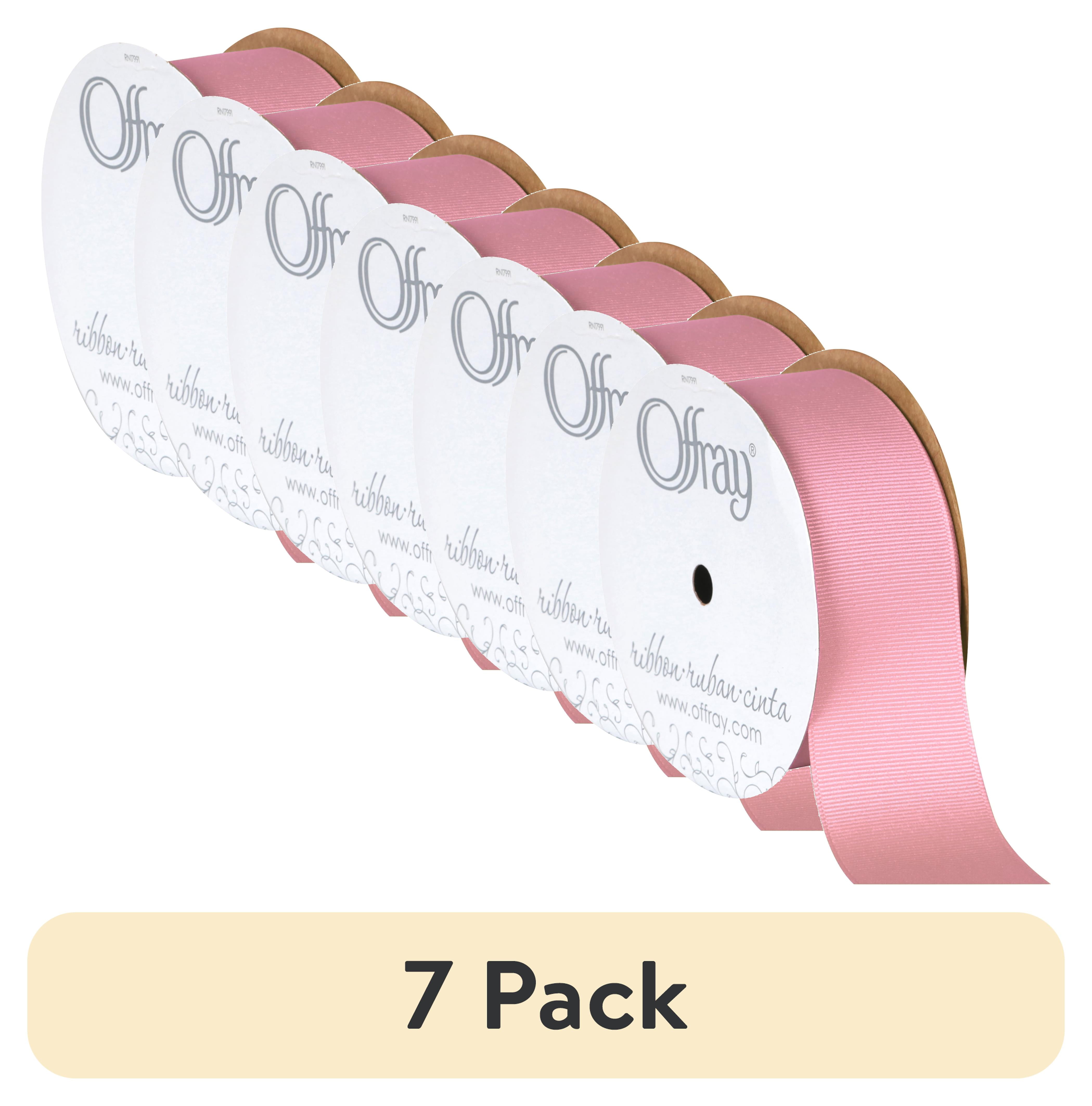 (7 pack) Offray Ribbon, Pink 1 1/2 inch Grosgrain Polyester Ribbon, 12 feet