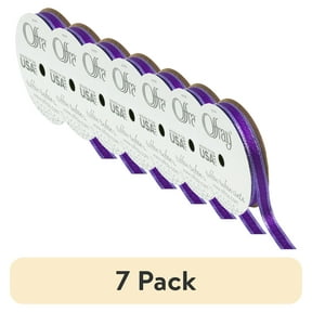 (7 pack) Offray Ribbon, Purple 3/8 inch Metallic Ribbon for Wedding, Crafts, and Gifting, 9 feet, 1 Each