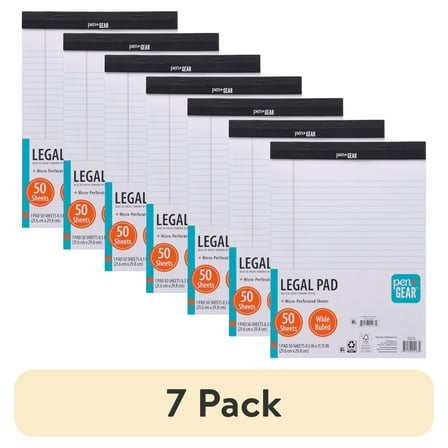 (7 pack) Pen + Gear Legal Pad, 8.5" x 11.75", 50 Sheets, Wide Ruled, White