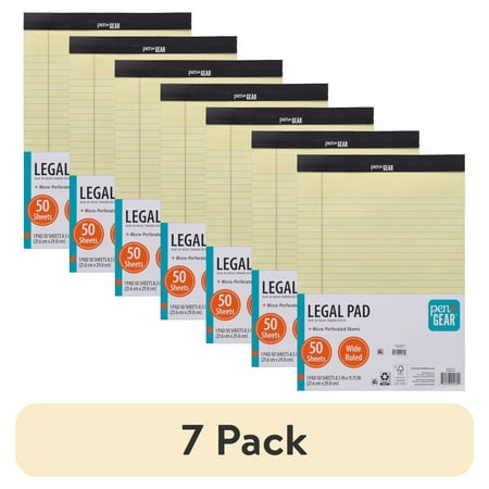 (7 pack) Pen + Gear Legal Pads, Canary Color Paper, 50 Sheets, Wide Ruled, 1 Count