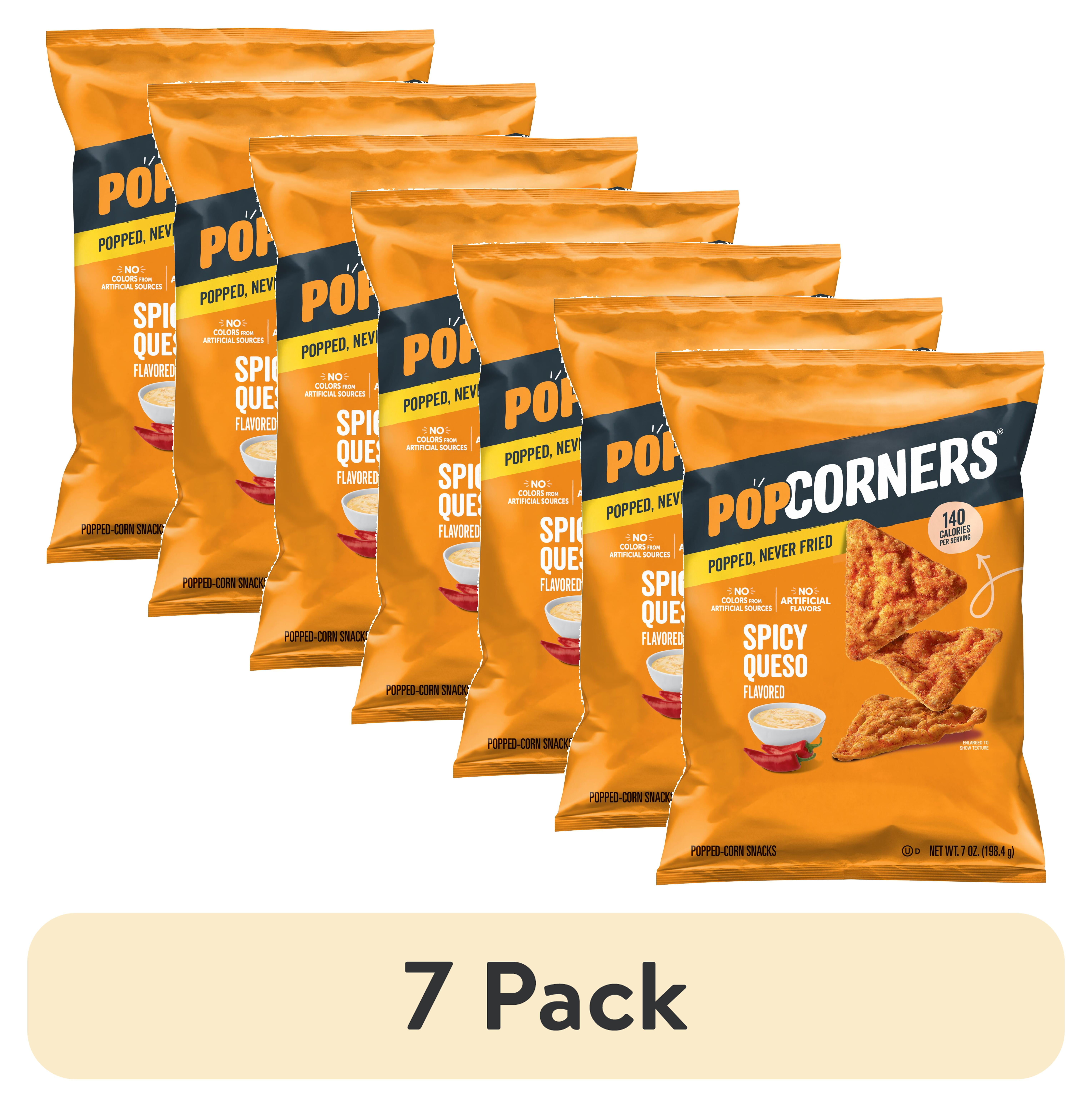 (7 pack) PopCorners No Artificial Colors or Flavors Spicy Queso Popped Corn Chips Bag, 7 oz​