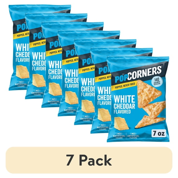 (7 pack) PopCorners No Artificial Colors or Flavors White Cheddar Popped Corn Chips Bag, 7 oz