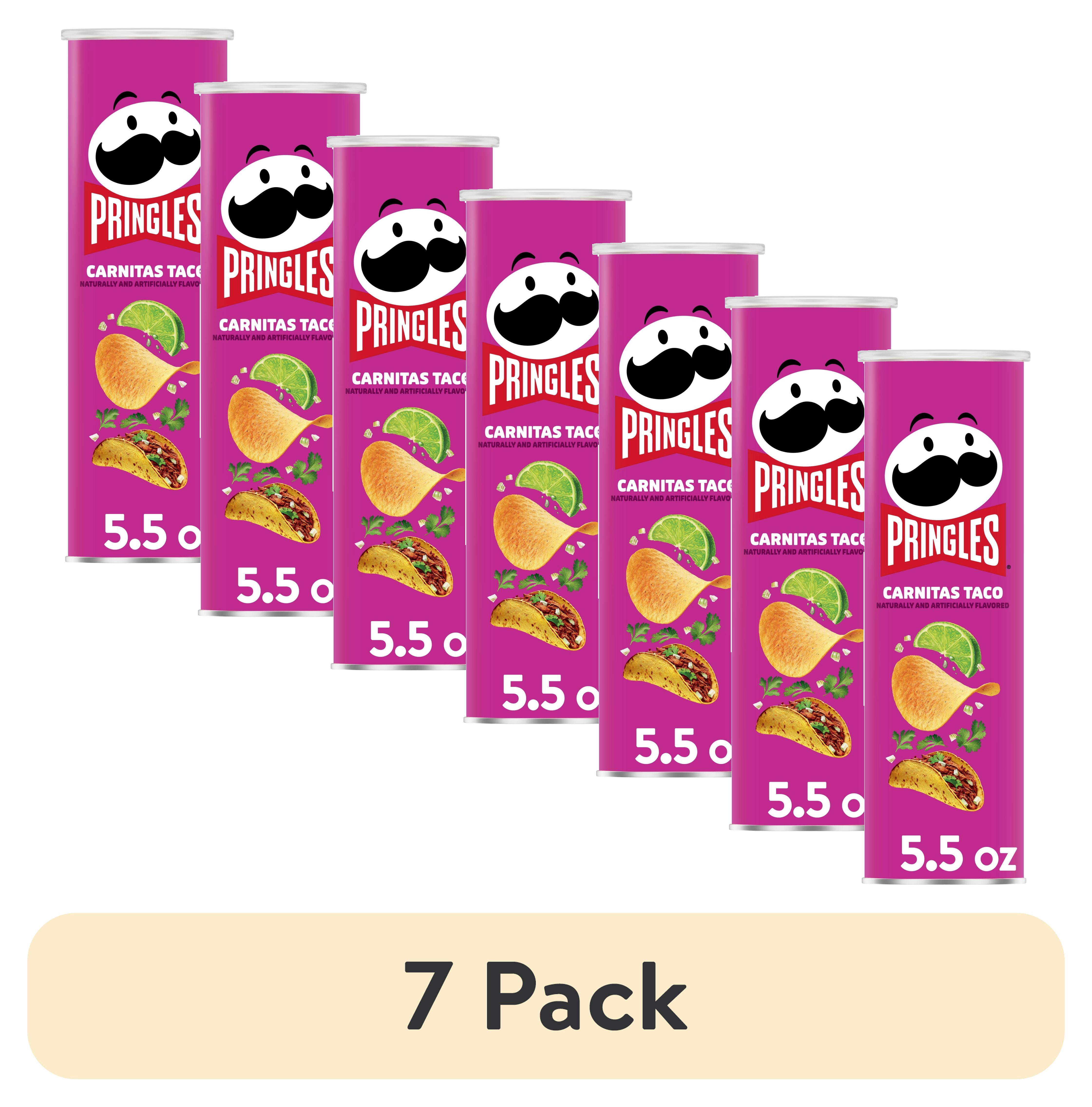 (7 pack) Pringles Carnitas Taco Potato Crisps Chips, Lunch Snacks, 5.5 oz Canister