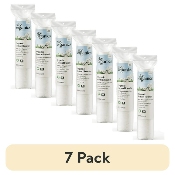 (7 pack) Sky Organics Cruelty-Free 100% Biodegradable Cotton Rounds, 100 Count