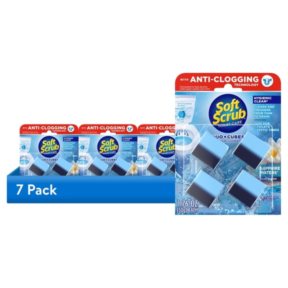 (7 pack) Soft Scrub In-Tank Toilet Cleaner Duo-Cubes, Sapphire Waters, 4Ct, Continuous Clean, Cleans&Freshens