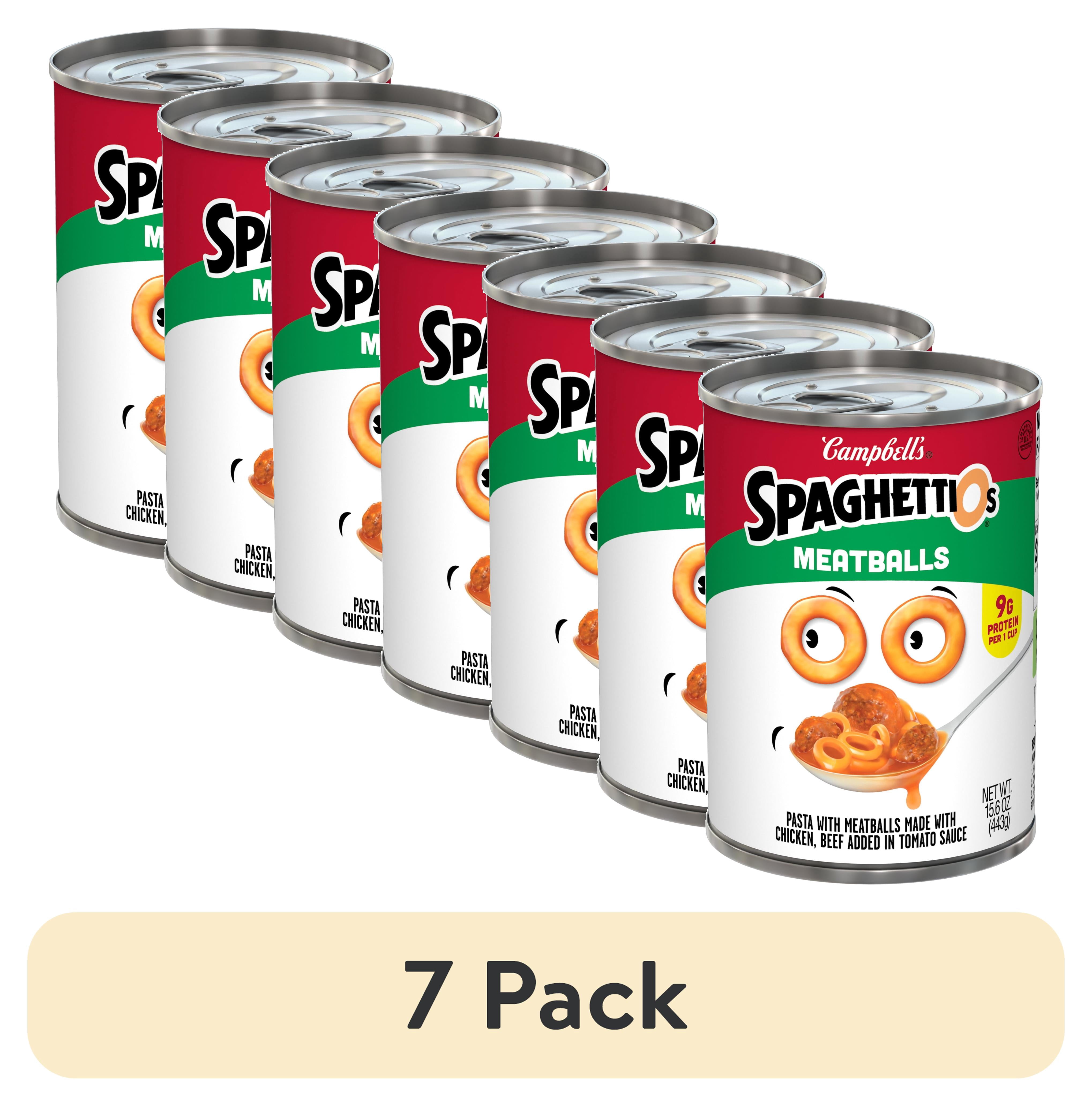 (7 pack) SpaghettiOs Canned Pasta with Meatballs, 15.6 oz Can