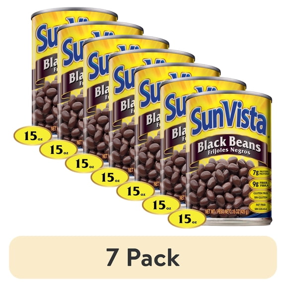 (7 pack) SunVista Black Beans 15 oz. Can