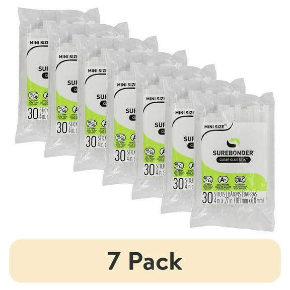 (7 pack) Surebonder All Purpose Clear 4-inch Mini (0.27 inch Diameter) Size Hot Melt Glue Sticks - 30 Pack