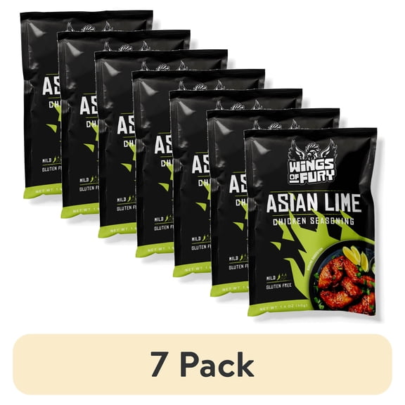 (7 pack) Wings of Fury Asian Lime Chicken Seasoning Mix, 1.4 oz. Packet (Shelf Stable)