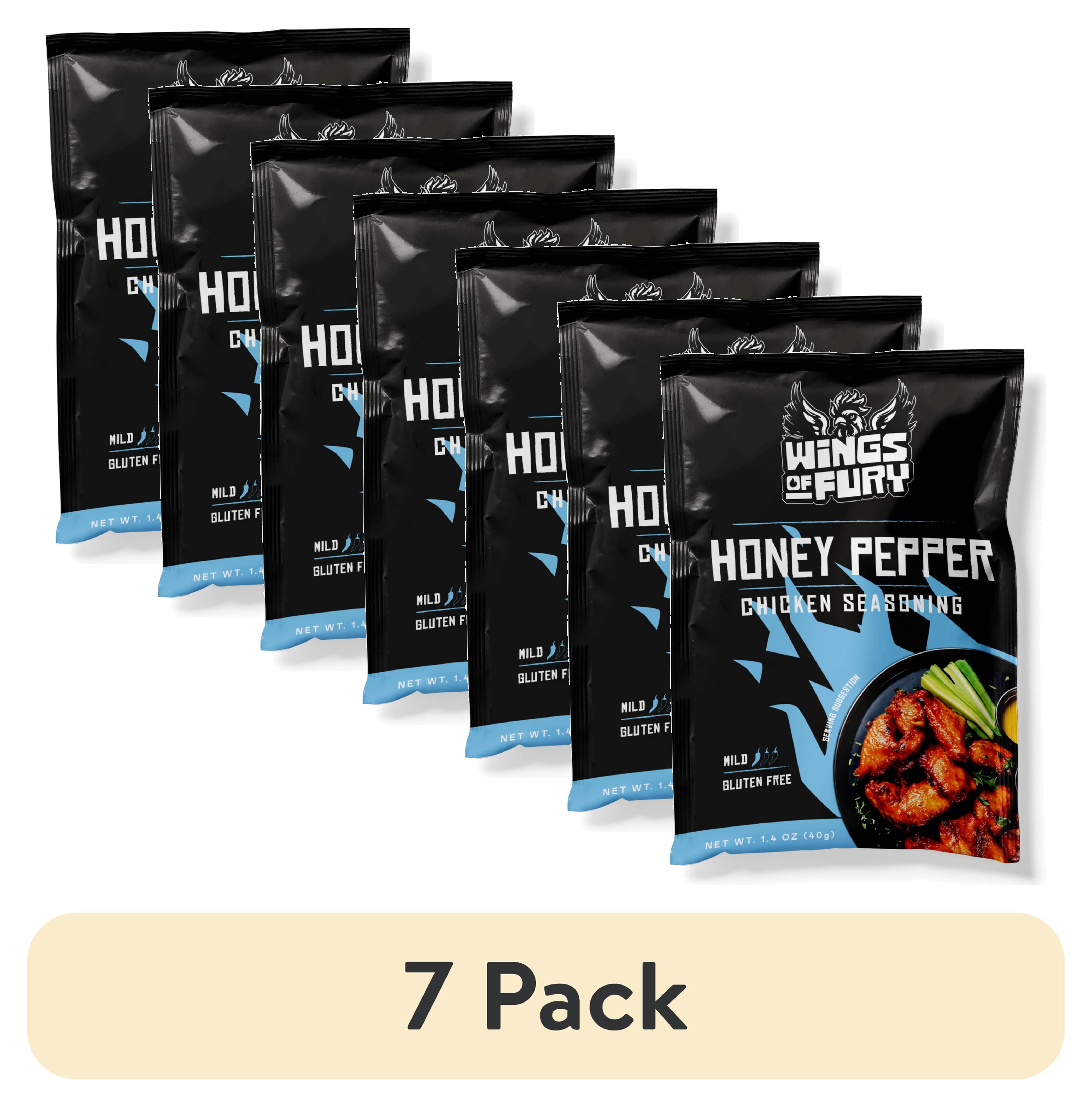 (7 pack) Wings of Fury Honey Pepper Chicken Seasoning Mix, 1.4 oz. Packet (Shelf Stable)
