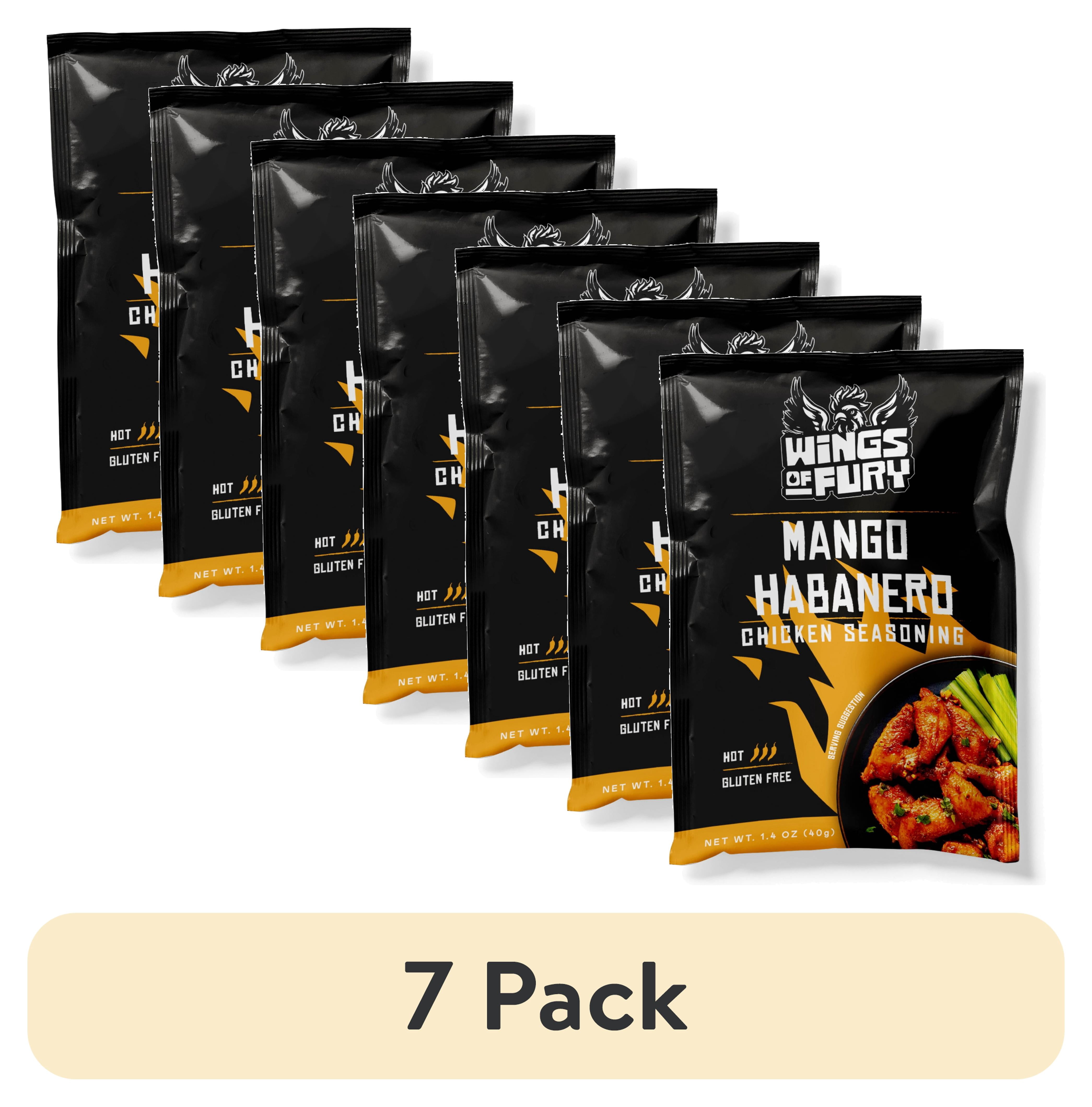 (7 pack) Wings of Fury Mango Habanero Chicken Seasoning Mix, 1.4 oz. Packet (Shelf Stable)