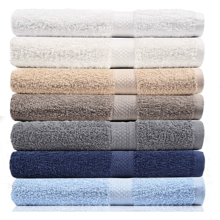 7-pack bath towels - extra-absorbent - 100% cotton - 27" x 52" (neutrals)