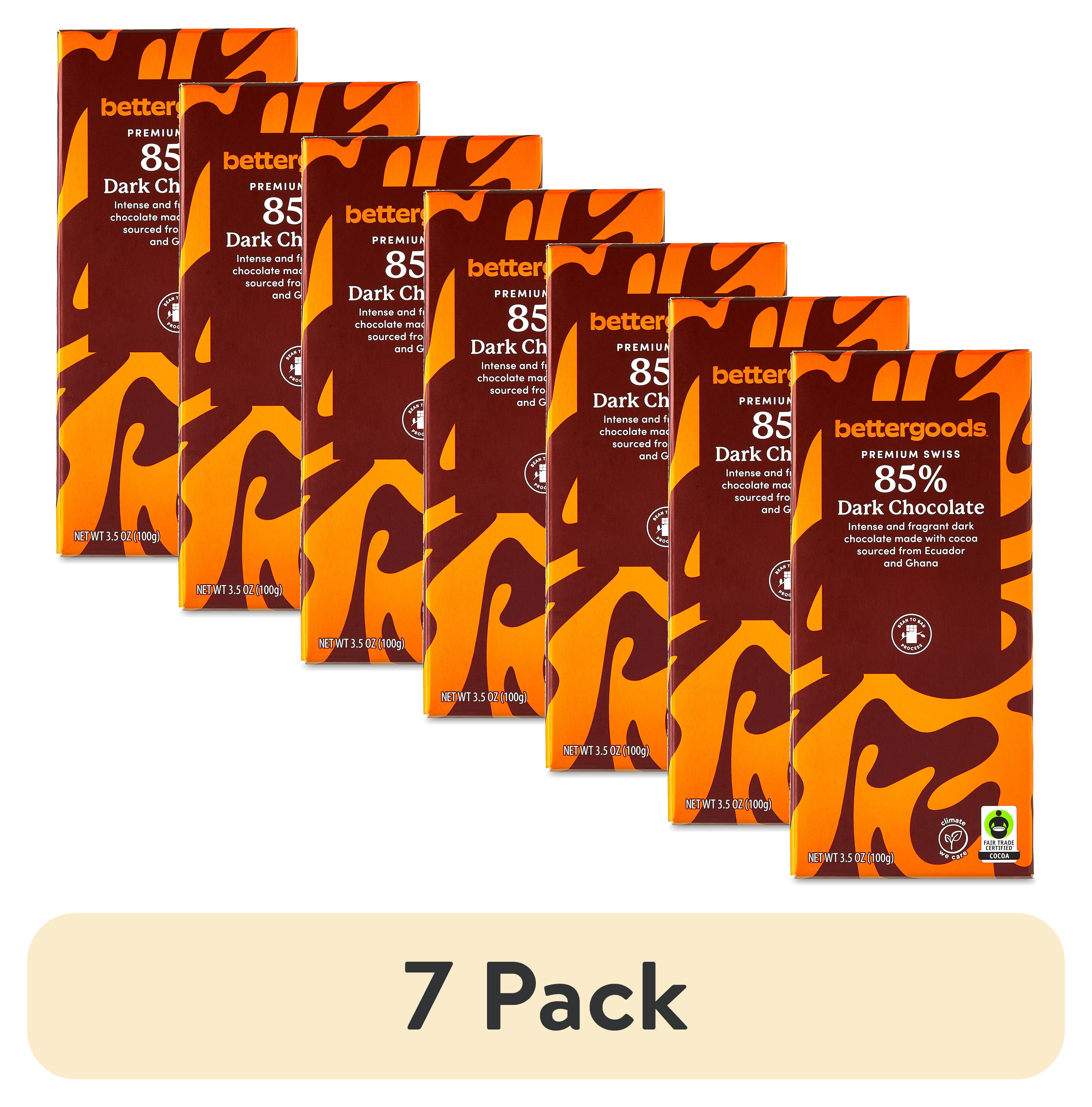 (7 pack) bettergoods Premium Swiss 85% Dark Chocolate Bar, 3.5 oz