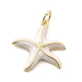 thumbnail image 1 of 7 pc Brass Enamel Pendants with Jump Ring Real 18K golden Plated Starfish Charm Seashell color 18x18x2.5mm Hole: 3mm, 1 of 3