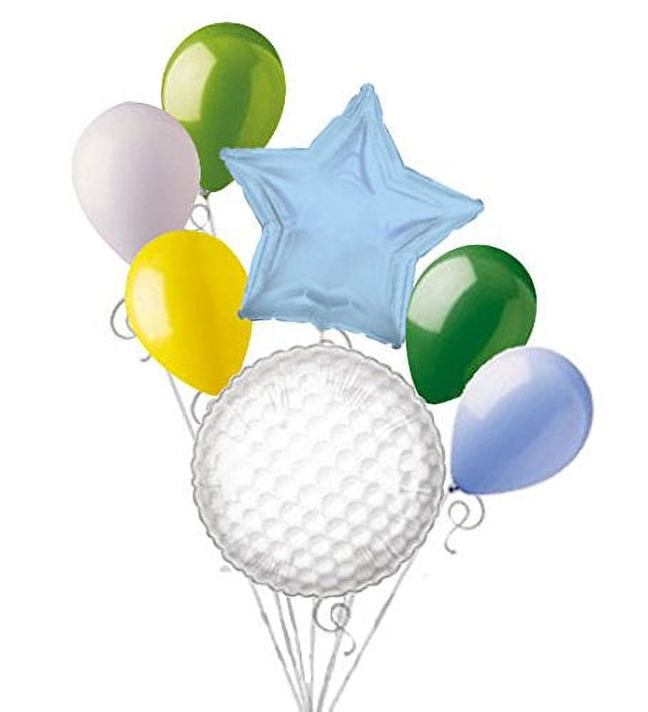 JECKAROONIE 7 pc Golf Ball Balloon Bouquet Party Decoration Happy Birthday Father Baby Green