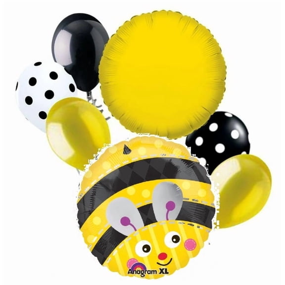 7 pc Happy Buzzy Bee Balloon Bouquet Party Decoration Happy Birthday Baby Shower