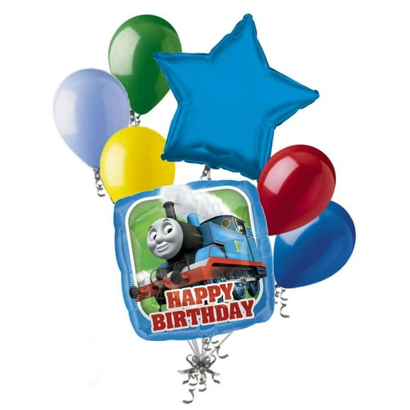 7 pc Thomas the Train Happy Birthday Balloon Bouquet Party Decoration PBS Tank