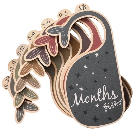 7 pcs Baby Closet Dividers Wooden Baby Closet Size Dividers Baby Closet Clothes Divider with Bag