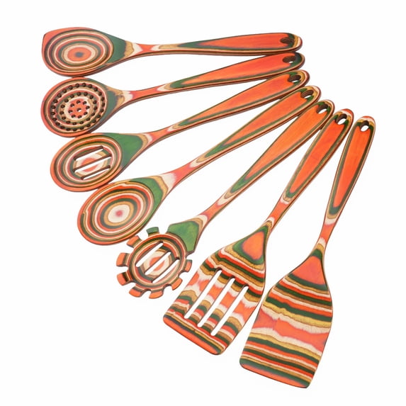 7-pcs Kitchen Utensils Set -pakkawood Wooden Spoons For Cooking Heat-resistant Utensil Non-stick Spoon Apartment Home & Gift
