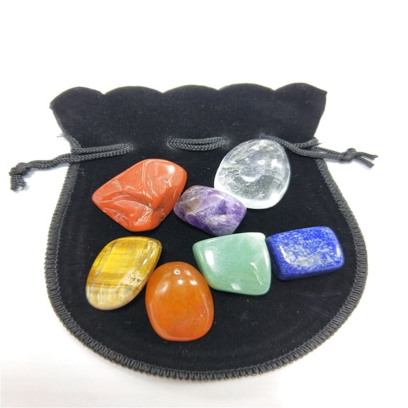 7 pcs in Pack with a Black Bag Natural Crystal Stone Costume Seven Color Crystal Stone Rolling Stone Stone Original Stone
