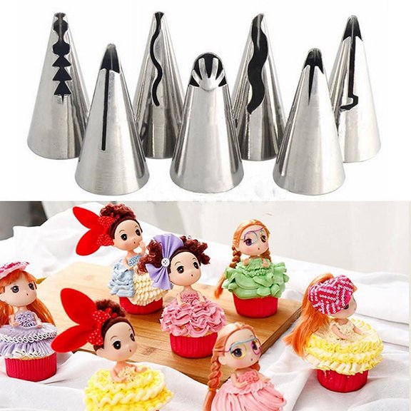 7 pcs/lot Dolls Dress Korean Bobbi Ruffle Icing Piping Tips Stainless WA