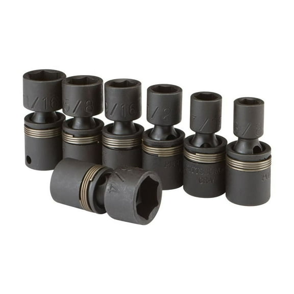 3/8 in. Drive SAE Impact Swivel Socket Set, 7 Piece
