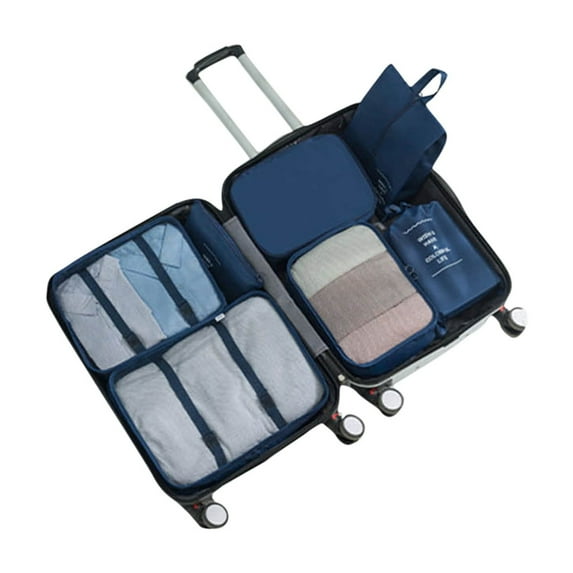 7-piece Travel Organizer Set with Garment Bags, Shoe Bag & Drawstring Pouch, Wrinkle-free & Space-saving Packing Sy for Suitcase Organization, Perfect for Family Vacations & Business Trips