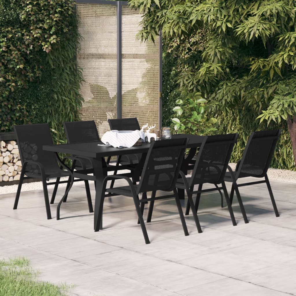 7piece garden dining set black