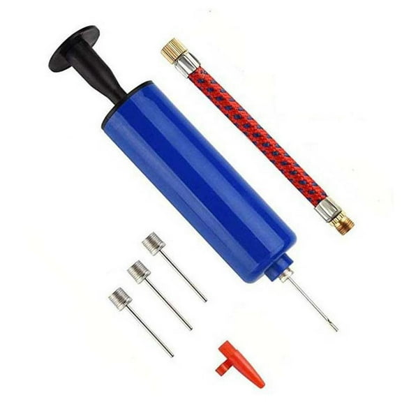 7-piece set (4 air needles, 1 air tube, 1 air nozzle, 1 6-inch air pump is 1 set (7 pieces)) (A)$ Portable manual air pump 6-inch dual-use needle metal air needle blue air tube air nozzle 10-piece set