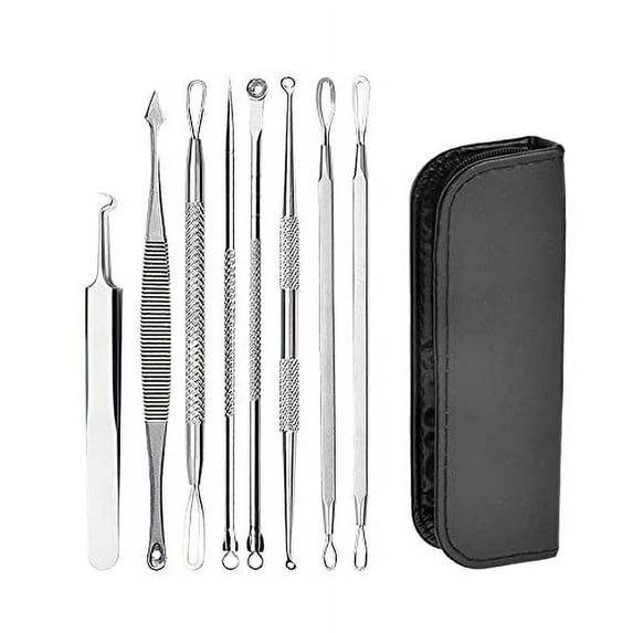 7 pieces of stainless steel blackhead acne removal tool facial skin care blackhead acne needle tool set beauty combination acne acne fat particles blemish treatment set (silver white)?