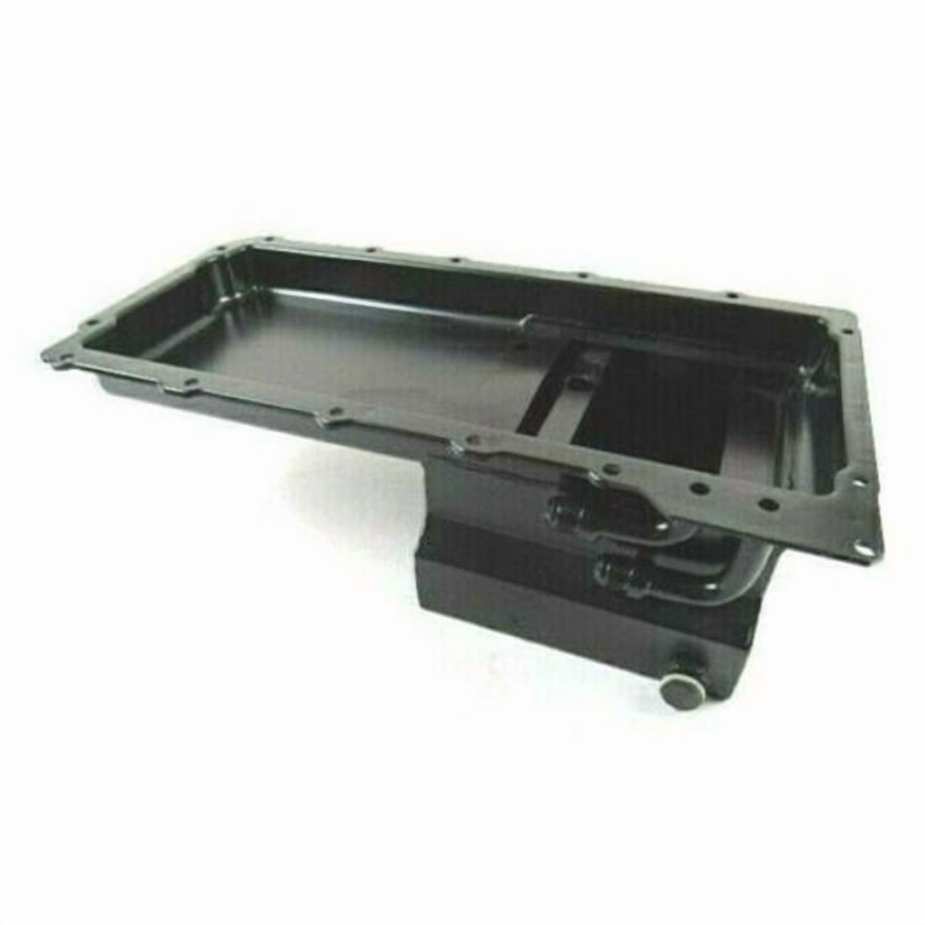 7 qt. Steel GM LS Oil Pan with 90 deg Fitting, Black