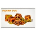 thumbnail image 1 of "Phoenix" Halfsies Dice - 7 die polyhedral dice set - Fiery Orange & Phoenix Tail Yellow - Black Numbering, 1 of 3