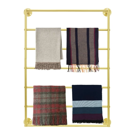 7-tier Gold Wall Mounted Scarf Rack Wall Display Rack Towels Storage Rack for Accessory Stores Bedrooms Bathrooms Florists