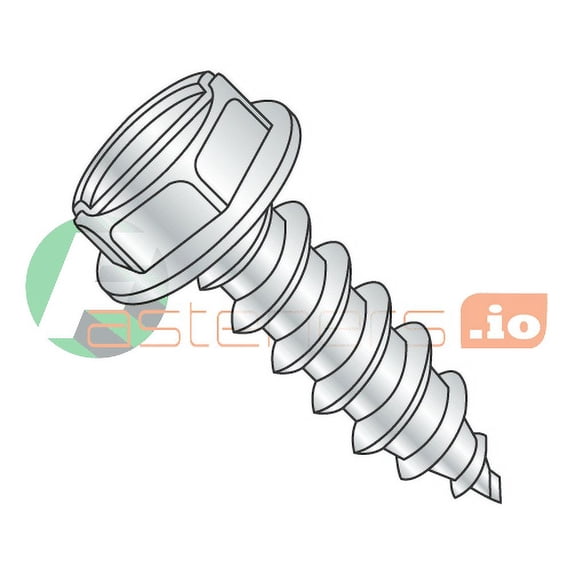 #7 x 1/2" Type A Self-Tapping Screws / Slotted / Hex Washer Head / Steel / Zinc (Quantity: 10,000 pcs)