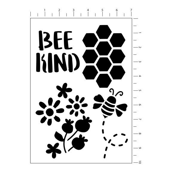 Craft Smart 7" x 10" Bee Kind Stencils - Reusable Polypropylene with 7 Garden-Inspired Designs per Pack, Ideal for DIY Home Decor, 12 Pack