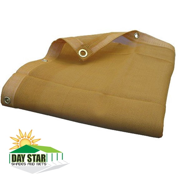 (7' x 10') (Beige) HD Mesh Tarp Net Sun Shade Fence Screen Patio 7X10 (Finished Size 6'.6 X 9'.6)