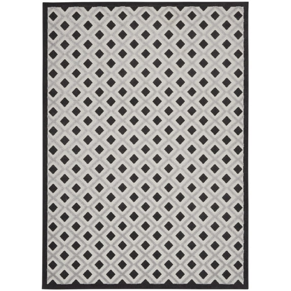 7’ x 10’ Black White Gray Indoor Outdoor Area Rug