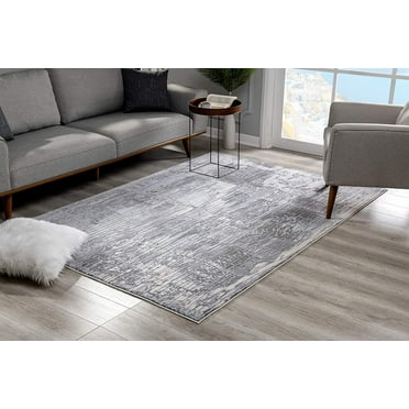 7â€™ x 10â€™ Blue Abstract Strokes Area Rug