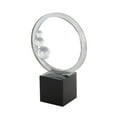 thumbnail image 1 of 7" x 10" Clear Glass Ring Abstract Sculpture with Clear Orbs and Black Square Base, by DecMode, 1 of 9