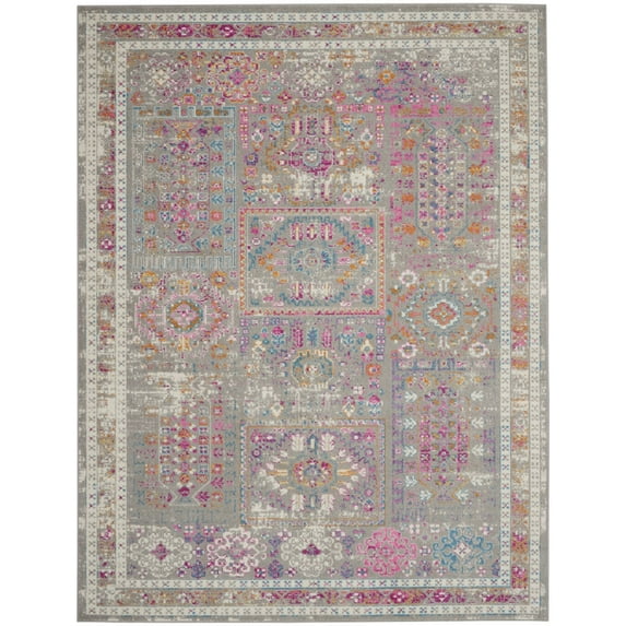 7’ x 10’ Gray Distressed Ornamental Area Rug