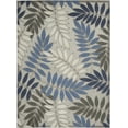 thumbnail image 1 of 7â€™ x 10â€™ Gray and Blue Leaves Indoor Outdoor Area Rug, 1 of 3