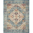 thumbnail image 1 of 7â€™ x 10â€™ Ivory and Light Blue Distressed Area Rug, 1 of 7