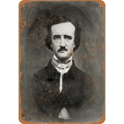 7 x 10 METAL SIGN - 1904 Edgar Allan Poe Portrait - Vintage Rusty Look