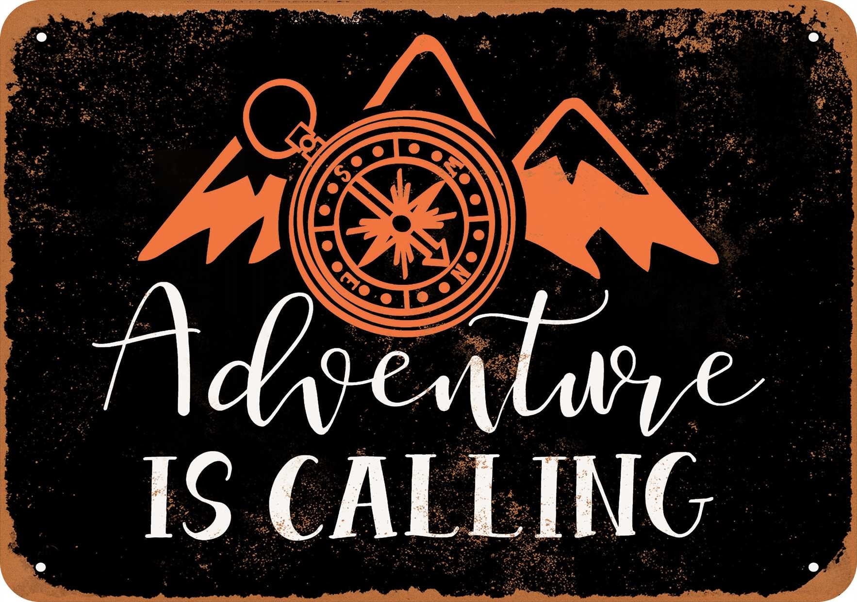 7 x 10 METAL SIGN - Adventure Is Calling (Dark Background) - Vintage ...