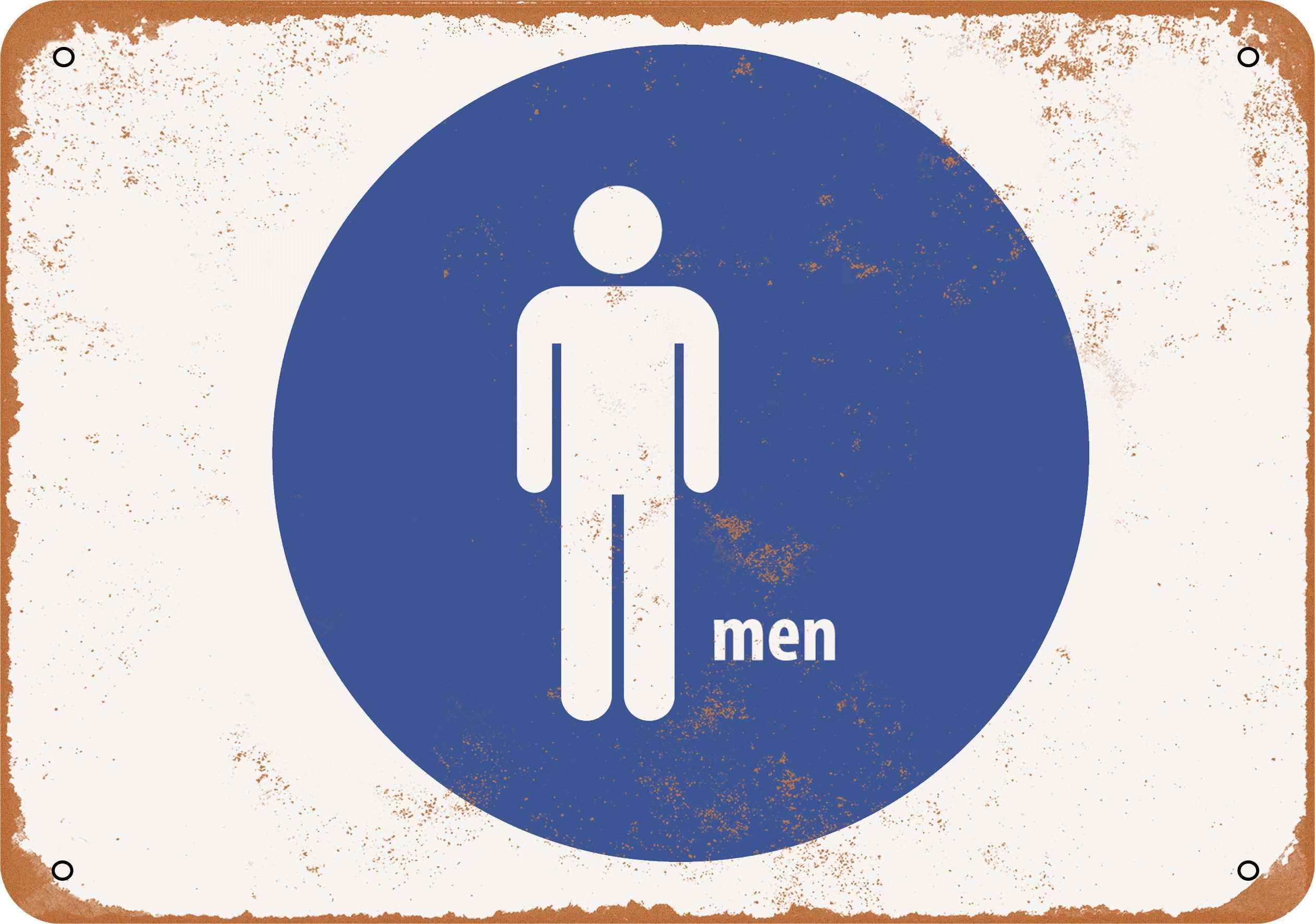 7 x 10 METAL SIGN - Bathroom Men Blue - Vintage Rusty Look Reproduction ...